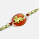Golden Color Peacock in Transparent Glass New Design Antique Rakhi