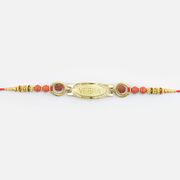 Veera Written Beads and Jewel Golden Color Designer Rakhi