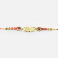 Veera Written Beads and Jewel Golden Color Designer Rakhi