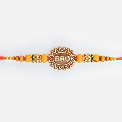 Colorful Jewel and Beads in Mauli Thread Design er Bro Rakhi for Brother