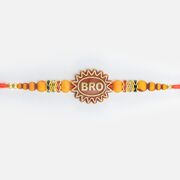 Colorful Jewel and Beads in Mauli Thread Designer Bro Rakhi for Brother