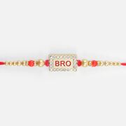 Rectangle Shape Bro Written Jewel and Colorful Beads Designer Rakhi for Brother