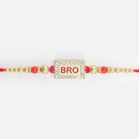 Rectangle Shape Bro Written Jewel and Colorful Beads Designer Rakhi for Brother