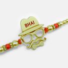 Fancy Mustache and Goggles Design Detective Bhai Look Beads Designer Rakhi for Brother