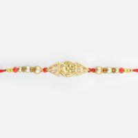 Flower Between Two Triangles Unique Looking Beads Designer Rakhi