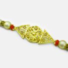 Flower Between Two Triangles Unique Looking Beads Designer Rakhi