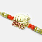 Multi Color Pearl Design Bro Written Hand Punch Stylish Rakhi for Brother