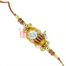 Zardosi Special Golden Ghunghuru and Beads Designer Rakhi