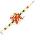 Golden Emphasized Leaves Designer Beaded Rakhi