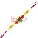 Bi-Color Beaded Rakhi with Diamond and Golden Center