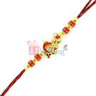 Peacock Designer Golden and Color Beads Rakhi