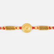 Auspicious Coin Shape Golden Ganesha Rakhi