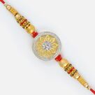 Central Studded Diamond on Golden leaves with Pearl 