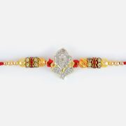 Silver Diamond Base Design Ganesha Rakhi