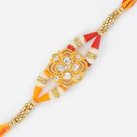 Magnificent Golden and Diamond Base Colorful Rakhi