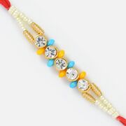 Five Diamond Base Rakhi with Pearl
