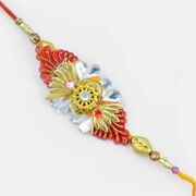 Gilded Floral Designer Colorful Fancy Rakhi with Moli Dori