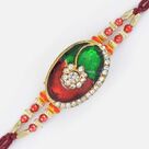 Splendid Multi Designer Beads and Oval Shaped Diamond Fancy Rakhi