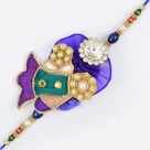 Exclusive designer diamond Rakhi with marrow of beads in blue fancy Rakhi