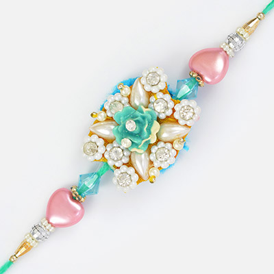 Art of creativity- Fancy Rakhi with pearl diamond and multi design Beads
