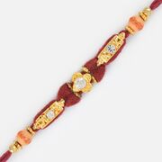 Beautiful Golden Diamond Work Fancy Rakhi