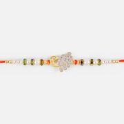 Princely Peacock Designer Golden and Silver Base Designer Beaded Fancy Rakhi