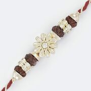 Fancy Look Floral Designer Rakhi with Diamonds and Rudraksh