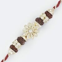 Fancy Look Floral Designer Rakhi with Diamonds and Rudraksh
