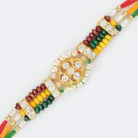 Beautiful Handmade Beads Fancy Diamond Rakhi for Brother