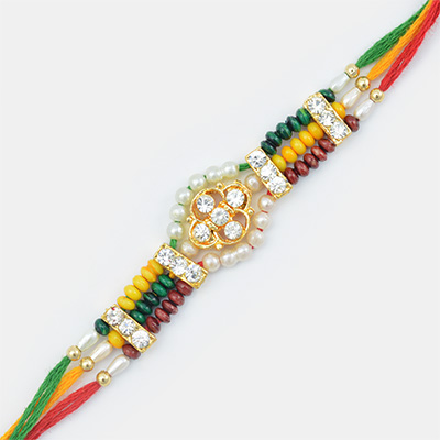 Three Line Moli Dori Colorful Beads Reeve Pearl Special Fancy Rakhi