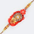 Noble Spangles Zardosi and Fancy Beads Mauli Rakhi in Satin Base