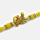 Peacock Design Sandalwood Type Beads and Jewel Designer Rakhi