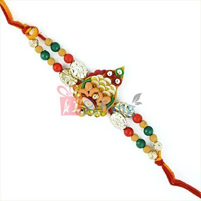 Aristocratic and Colorful Beads Fancy Mauli Rakhi for Brother
