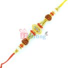 Golden and Rudraksh Special Fancifuly Designer Diamond Rakhi