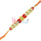 Antic Designer Golden Beaded and Diamond Rakhi