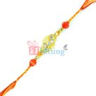Graceful Golden Awesome Looking Rakhi with Beads and Diamonds