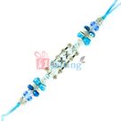 Heart and Soul of Diamond with Silver and Blue Beads Rakhi