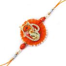 Auspicious designer golden ohm and lord ganesha Rakhi for brother