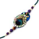 Authentic blue sign of lord krishna with beads, crystal and diamonds