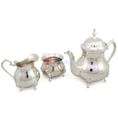 Royal Brass Silver Plated Tea Serving Set 3 Piece