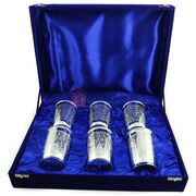 Brass Glasses Set of 6 Piece Royal Look with Silver Plated