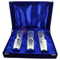 Brass Glasses Set of 6 Piece Royal Look with Silver Plated