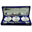 Bowl Gift Set of 3 with Spoon and Tray Silver Plated