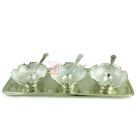 Bowl Gift Set of 3 with Spoon and Tray Silver Plated