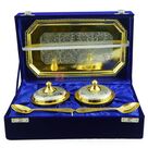 Royal Platter or Supari Dan Set Golden Silver Plated with Tray