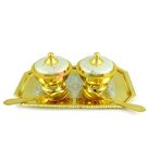 Royal Platter or Supari Dan Set Golden Silver Plated with Tray