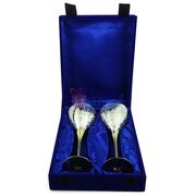 Brass Goblet Pair in Golden Silver