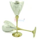 Brass Goblet Pair in Golden Silver