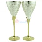 Brass Goblet Pair in Golden Silver