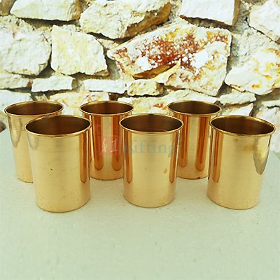 Six Pure Copper Glass Set for Serving